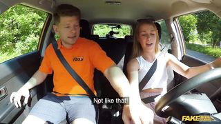 Fake Driving School -  Couple stated fucking in a training machine and finished fucking on the street HD 720