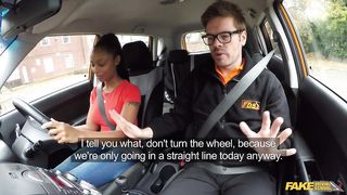 Fake Driving School - Naughty ebony fucked by driving instructor HD 720