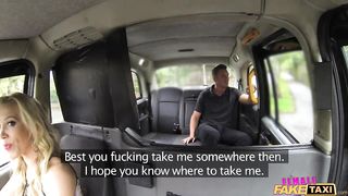 Female Fake Taxi Shocked Firemans hose gets drained