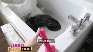 Female Fake Taxi Lesbian sex toy play and pussy licking orgasms in UK flat