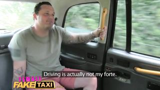 Female Fake taxi Blonde drivers big tits get covered in cum