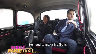 Female Fake Taxi Pilot delivers facial after landing his cock in Euro pussy