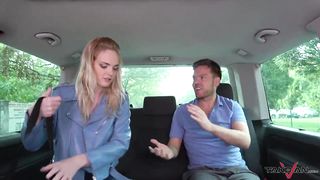 Busty UK sexy bitch caught by police when fucking stranger in driving van