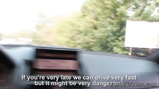 Busty Russian teen hitchhiker fucking outdoor | fakedriver