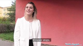 Public Agent Sexy teacher Agnes White fucking in a car for extra Cash