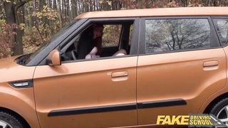 Fake Driving School Hot British Redhead Lenina Crowne Sex in a Car