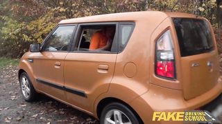 Fake Driving School Hot British Redhead Lenina Crowne Sex in a Car
