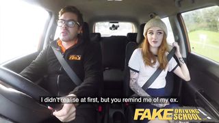 Fake Driving School Slim hot redhead minx fucks better then she drives