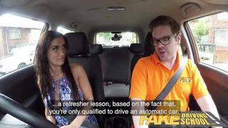 Fake Driving School Posh cheating wife with great tits has loud orgasms