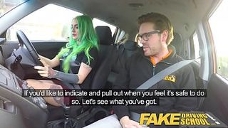 Fake Driving School Wild fuck ride for tattooed busty big ass beauty