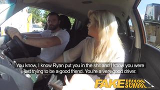 Fake Driving School Big sticky facial finish for hot busty posh examiner