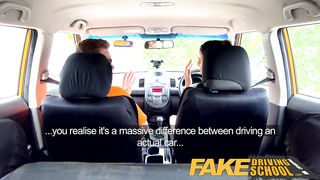 Fake Driving School Cum covered pussy after gamer minx strikes sexual deal
