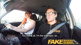 Fake Driving School Tattooed redhead craves instructors big cock and cum