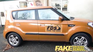 Fake Driving School Posh freaky redhead with big tits and ginger bush fucks