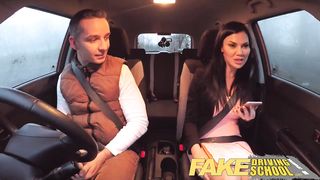 Fake Driving School exam failure ends in threesome double creampie