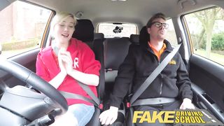 Fake Driving School Back seat pussy squirting and creampie for art student
