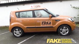 Fake Driving School Back seat pussy squirting and creampie for art student