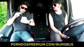 BUMS BUS - German busty babe Queen Paris picked up and banged in the van