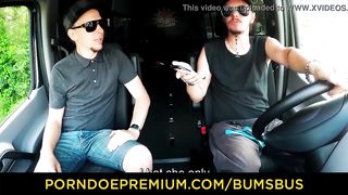 BUMS BUS - German busty babe Queen Paris picked up and banged in the van
