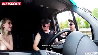 LETSDOEIT - German teen convinced in parking lot ride big cock well in driving van