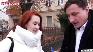 LETSDOEIT - Hot MILF Redhead Big Tits Stepmom Takes A Stranger's Cock In Van