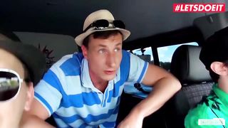 LETSDOEIT -  Hot Ebony Babe Sunny Star Rides White Cock Outdoor